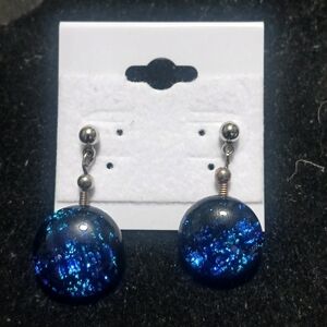Vintage Handmade Foil Glass Earrings